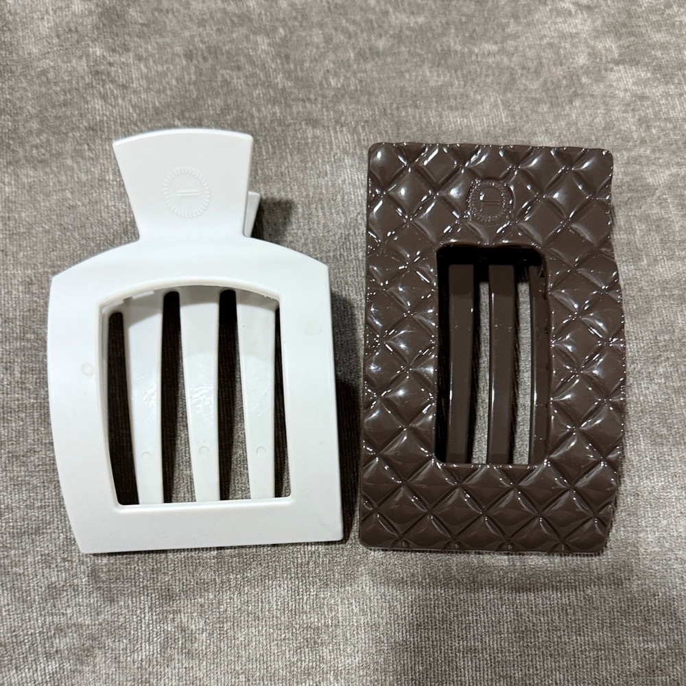 Elegant White and Brown Hair Clips